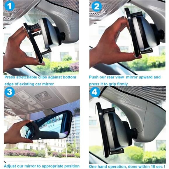 Rear View Mirror, 11.8 Inch Panoramic Anti-Glare Rearview Mirror, Car Interior - Picture 4 of 7